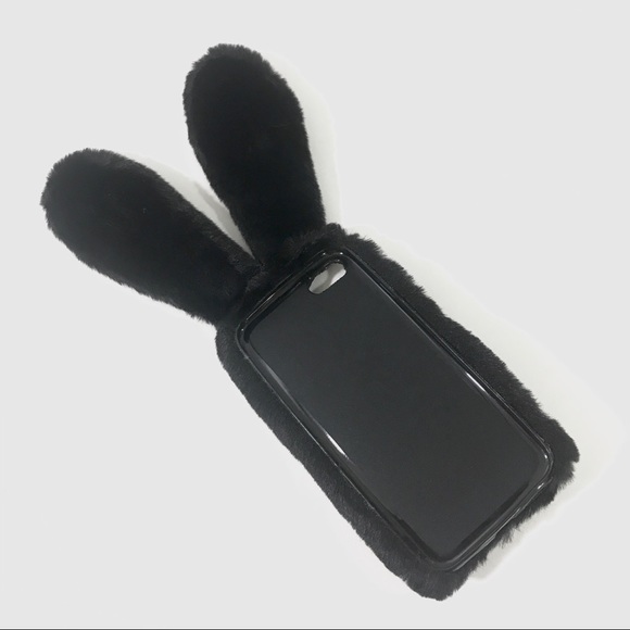 FREE PEOPLE iPhone 6/6S/7/8/SE2 Black Fur Floppy Bunny Ears Cute Phone C… - Picture 6 of 8